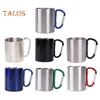 Stainless Steel Cup 220ml Double-layered Cup for Camping Traveling Handle Carabiner Backpacking Hiking Portable Cups Outdoor Tea Coffee Mug