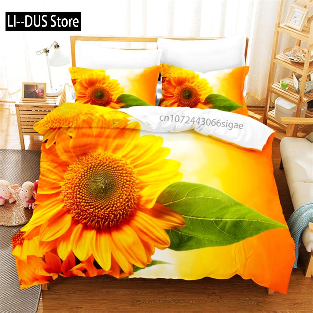 Sunflower Queen Bedding Set Maple Leaf Duvet Cover Set Bedding Digital Printing King Size Duvet Cover Set Bedding Set