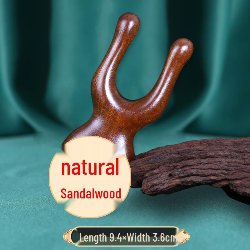 Сандаловая деревянная массажная расческа - Портативная меридианная расческа с пятью зубьями