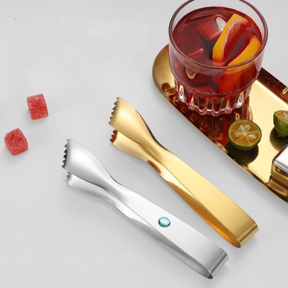 Rust-proof Serrated Ice Cube Clip 304 Stainless Steel Serving Tongs Food Tong Barbecue Clip  Bar
