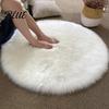 Versatile Round Carpet Color Machine Soft Bedroom Mat Plush Furry Floor Rug Solid Kids Room
