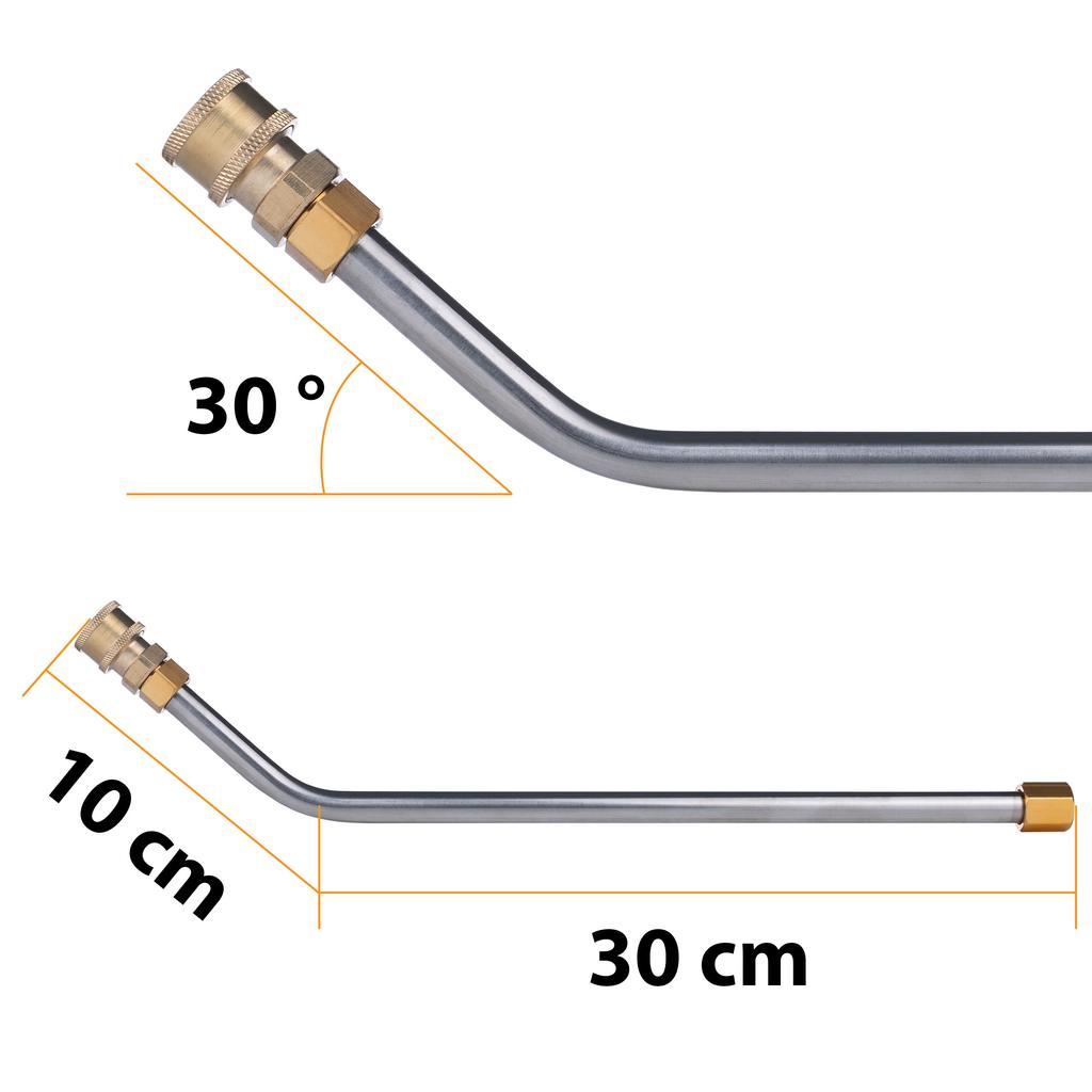 Set of 7 lances/extensions for pressure washers, including a 30° angled lance + 5 nozzles with a 1/4” quick connector, 250 bar