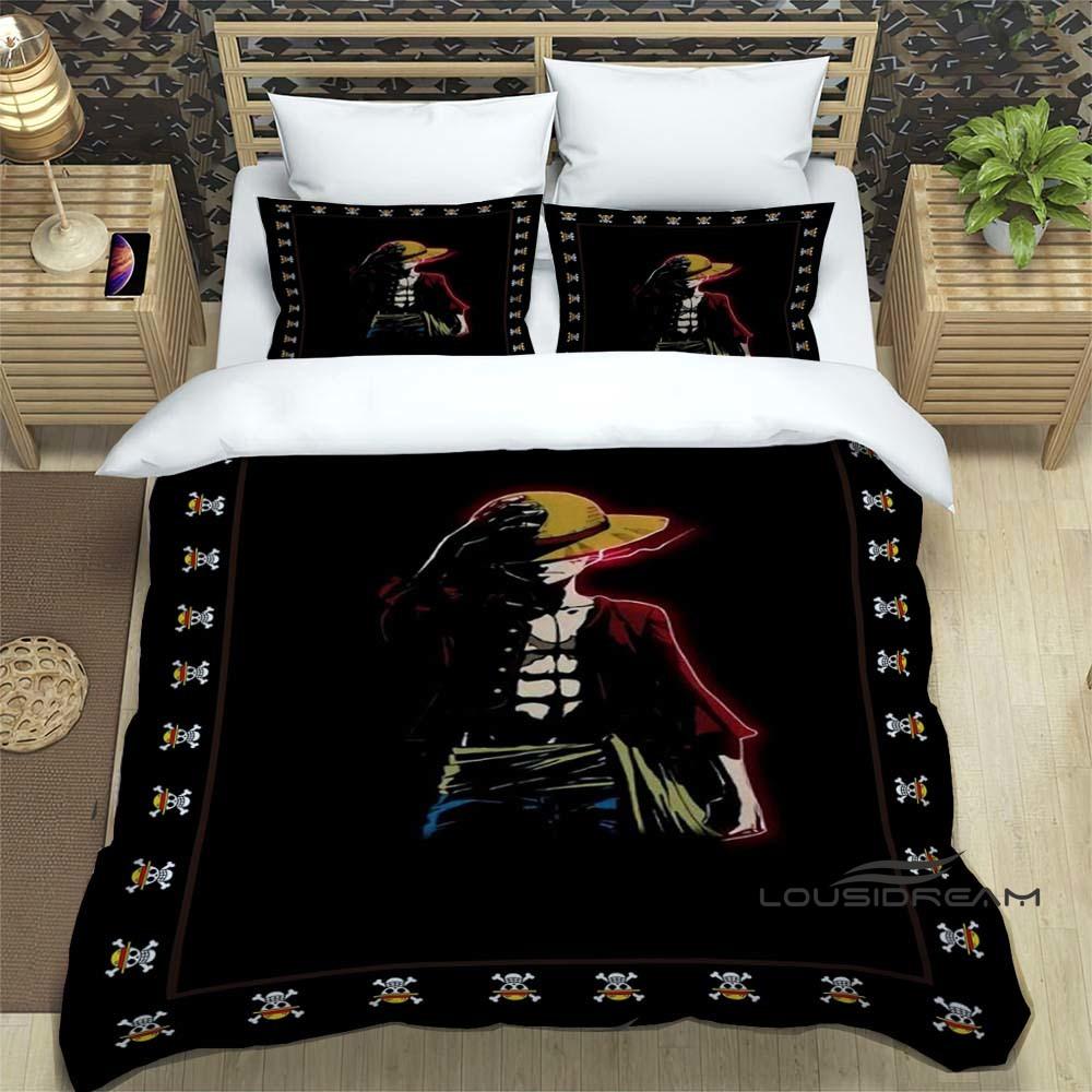 ONE PIECECartoon Monkey D. Luffy Bedding Set (duvet Cover and Pillowcases), Extra-large/large Size, Machine Washable, a Holiday
