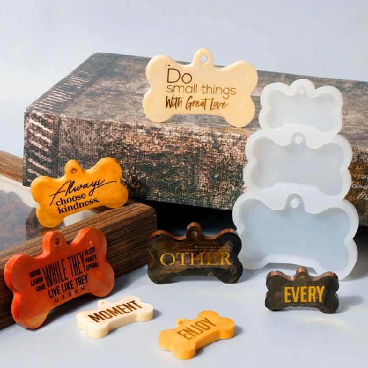 Clear 3-link Dog Bone Label Keychain Silicone Mold for Valentines Gift Craft Handmade Key Chain Accessories Mould