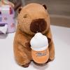 Cappello di buon compleanno Capibara peluche ripieno cartone animato Swag abbraccio bottiglia di latte Capibara peluche giocattolo regalo di compleanno unico per ragazzo ragazza