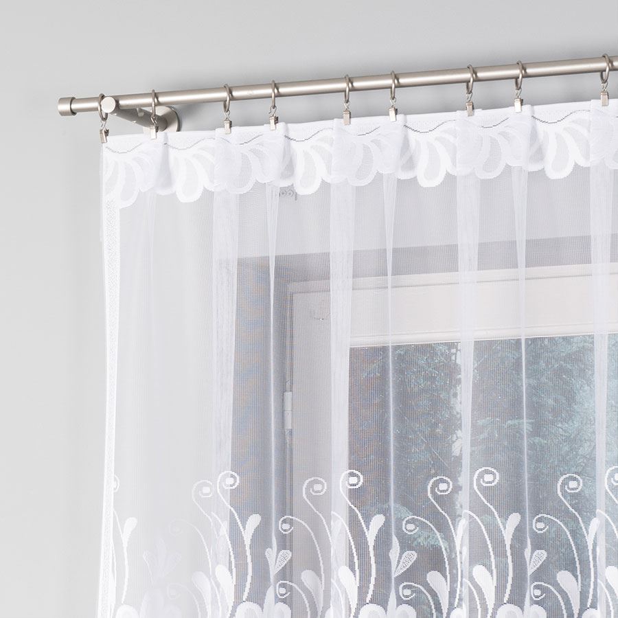 Kasjana - Ready-made Jacquard Curtain with Bottom Trim - 320X160 - White