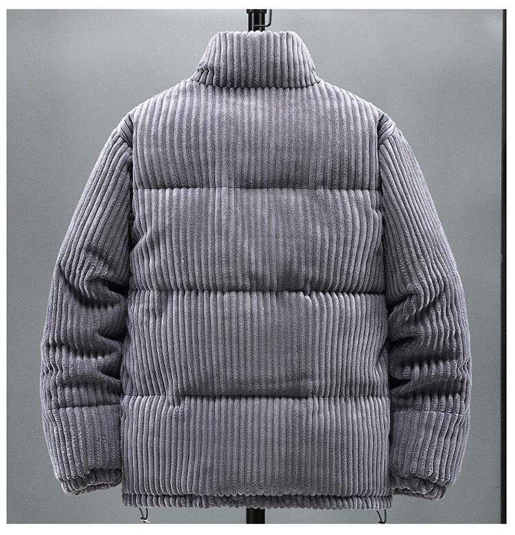 Men's Winter Corduroy Stand-Collar Cotton-Padded Jacket - Youthful, Loose Fit, Thickened for Warmth