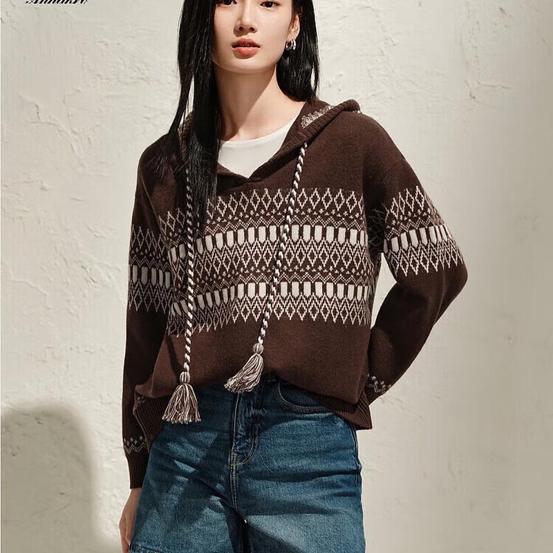 

Juzi Annakou Women s Fair Isle 100% Wool Hooded Knit Sweater M
