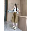Japanese and Korean Plus Size Women's Clothing Artsy Summer High Waist Shoelace Thin Tencel Casual Cropped Wide Leg Culottes Trendy M-4XL