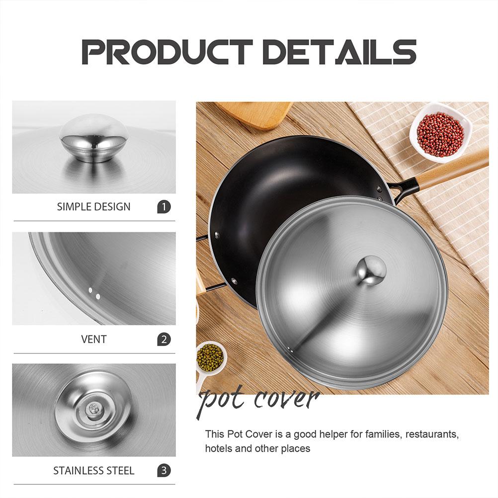 1Pc Stainless Steel Pot Lid Metal Pan Cover Cookware Parts Kitchen Supplies Frying Pans Wok Griddle Lids Household Accessories