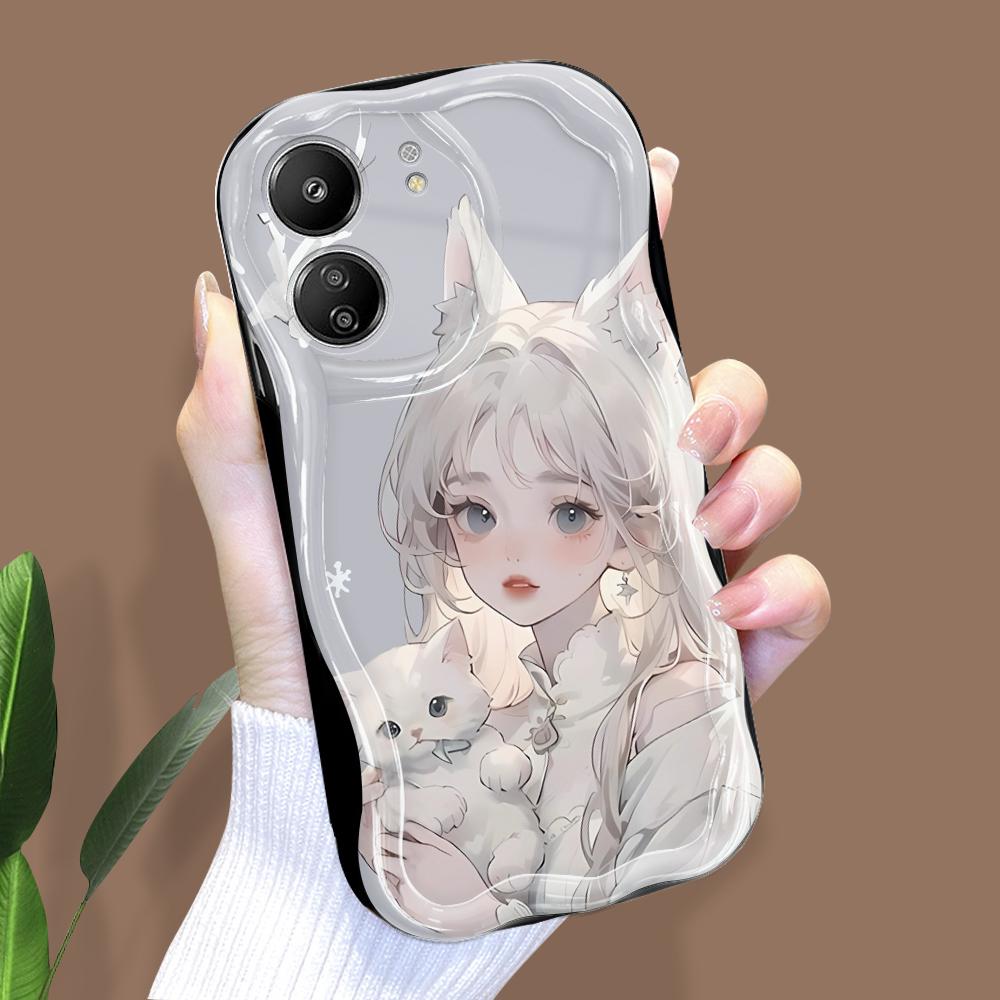 

Милий мультяшний візерунок, кремовий текстурний корпус, хвилястий край, м’який силіконовий чохол для телефону Xiaomi Redmi Redmi Note 11SE чорний