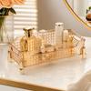 Luxury Makeup Holder Transparent Storage Rack Multi-functional Storage Tray  Living Room Decor