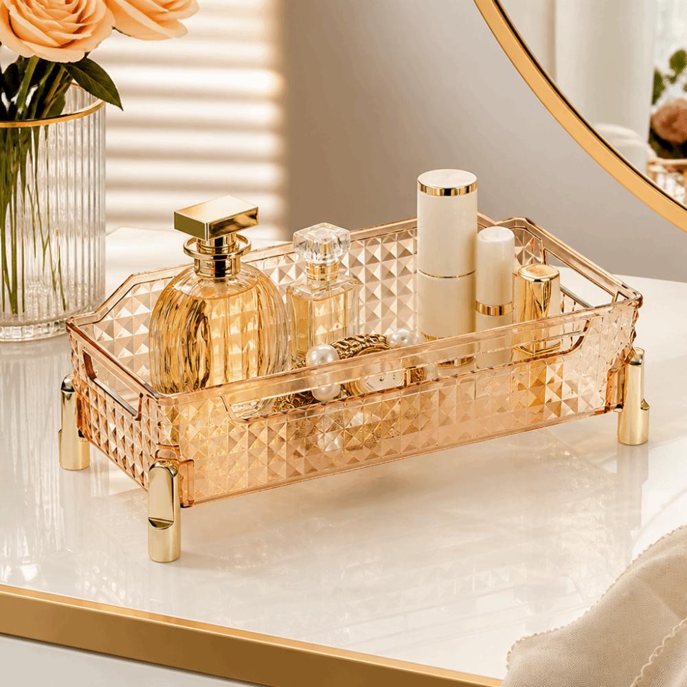 Luxury Makeup Holder Transparent Storage Rack Multi-functional Storage Tray  Living Room Decor