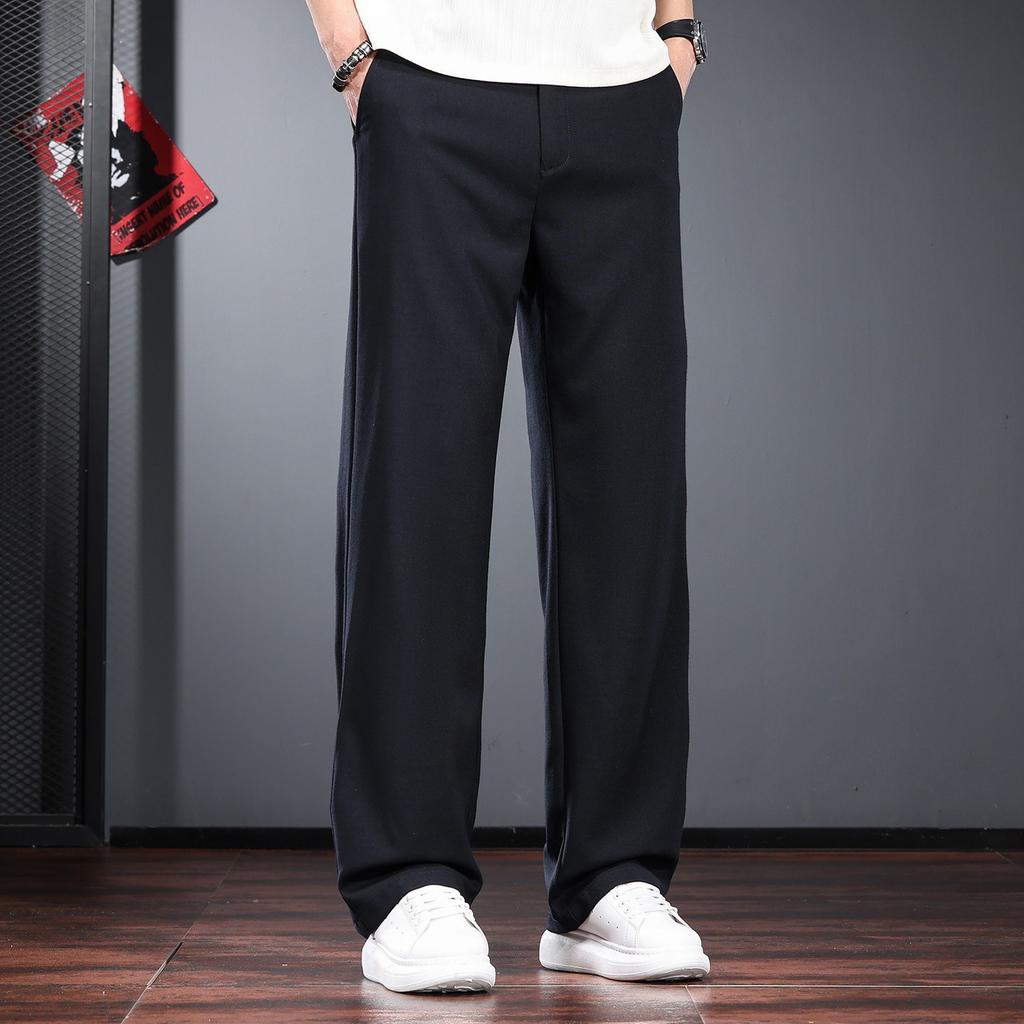 Light Gray Casual Pants Men's Summer Thin Loose Straight-leg Pants Simple Commuting Soft Loose Drape Breathable Men's Pants
