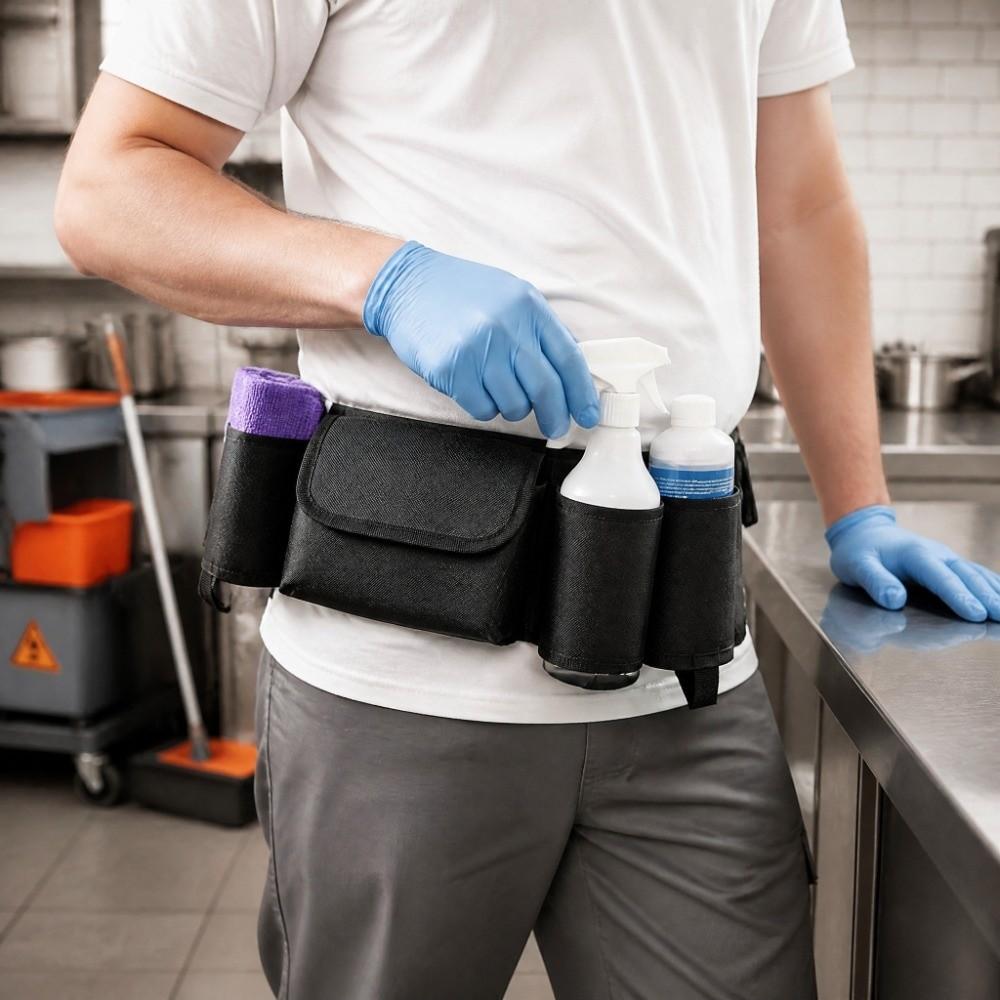 4 Bottle Pockets Waist Tools Bag Adjustable Tool Pouch Belt Adjustable Bottle Bag Housekeeping