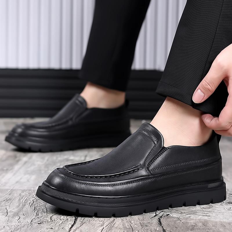 Zapatos de Cuero de Negocios para Hombre Zapatos de Plataforma Casuales de Cuero Aumento de Altura Zapatos de Hombre Mocasines de Estilo Británico Antideslizantes y Resistentes al Desgaste
