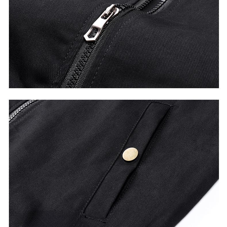 Herren-Fluganzug, lässige Baumwolljacke, gewaschener Stehkragen, bestickte Jacke im Herrenstil