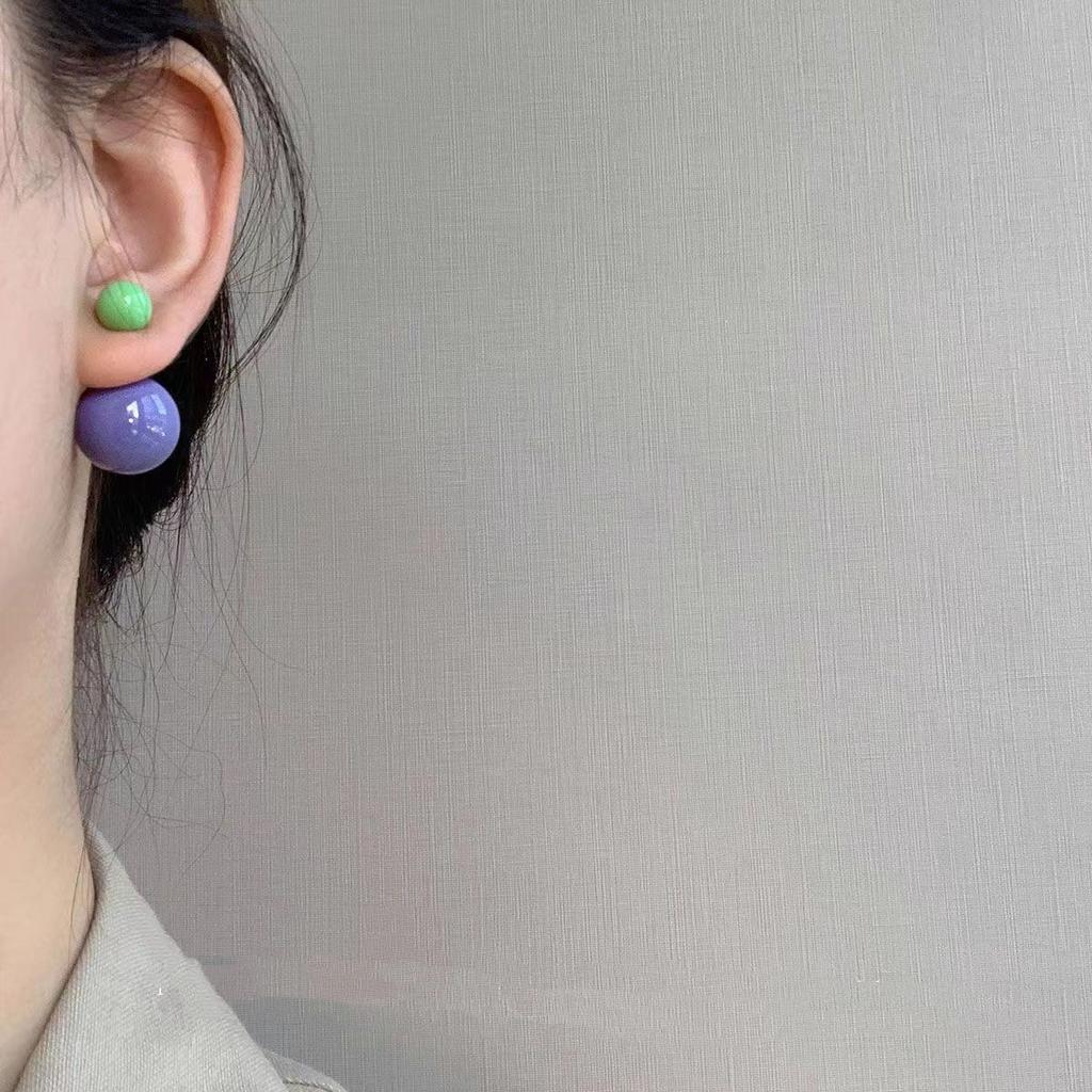 Clip on Convertible Ball Stud Earrings Candy Color Block Acrylic Material Fashion Jewelry Lightweight Comfort Wear