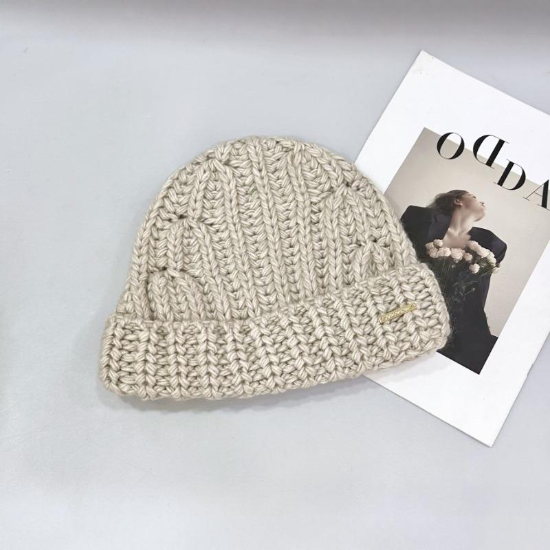 

5 Early autumn new hats women s autumn and winter thickened brimless hats knitted wool pullover hats thick thread hats