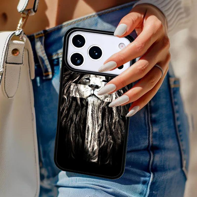Lion Face Cross - Animal Phone Case For iPhone 17 Air 14 15 13 12 Max Cover For Apple 16e 11 Pro Max Plus Coque