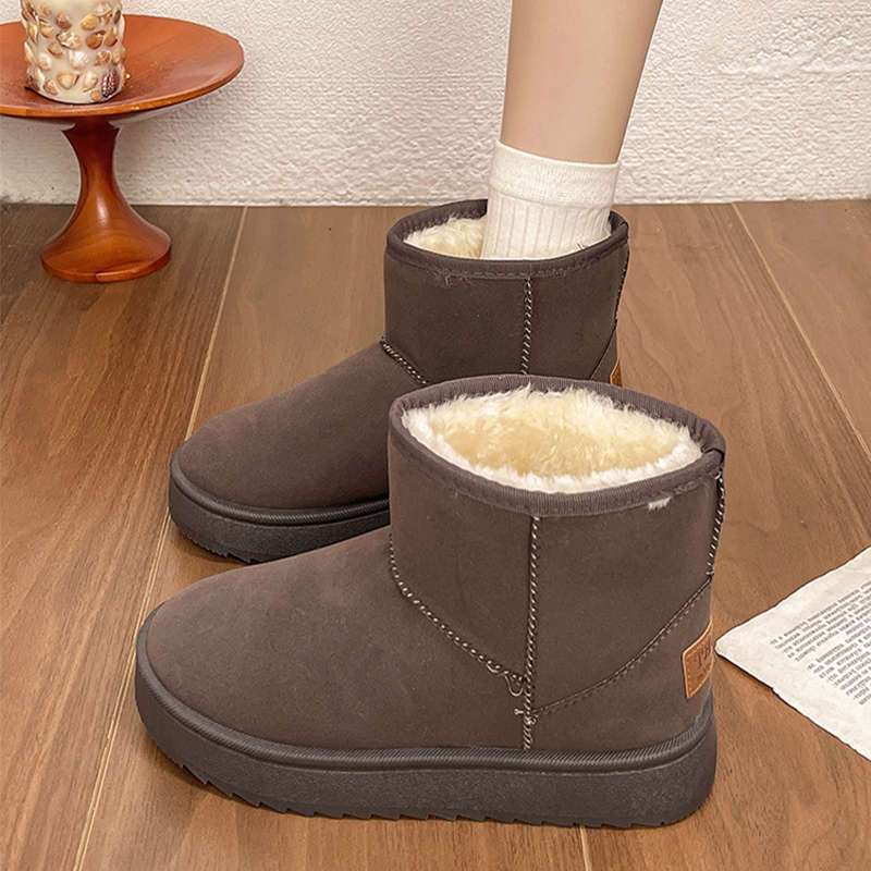 Fleece-lined Platform Booties Round Toe Ladies Shoes Hot On Offer Trend 2025 Women's Snow Boots High Quality Fashion Footwear