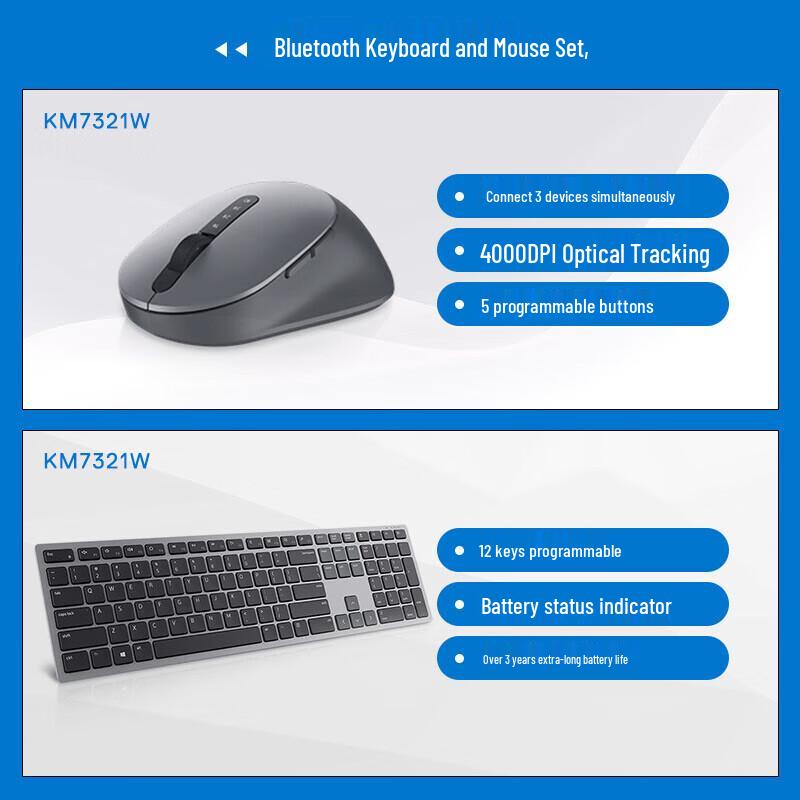 Dell KM7321W Wireless Keyboard and Mouse Combo