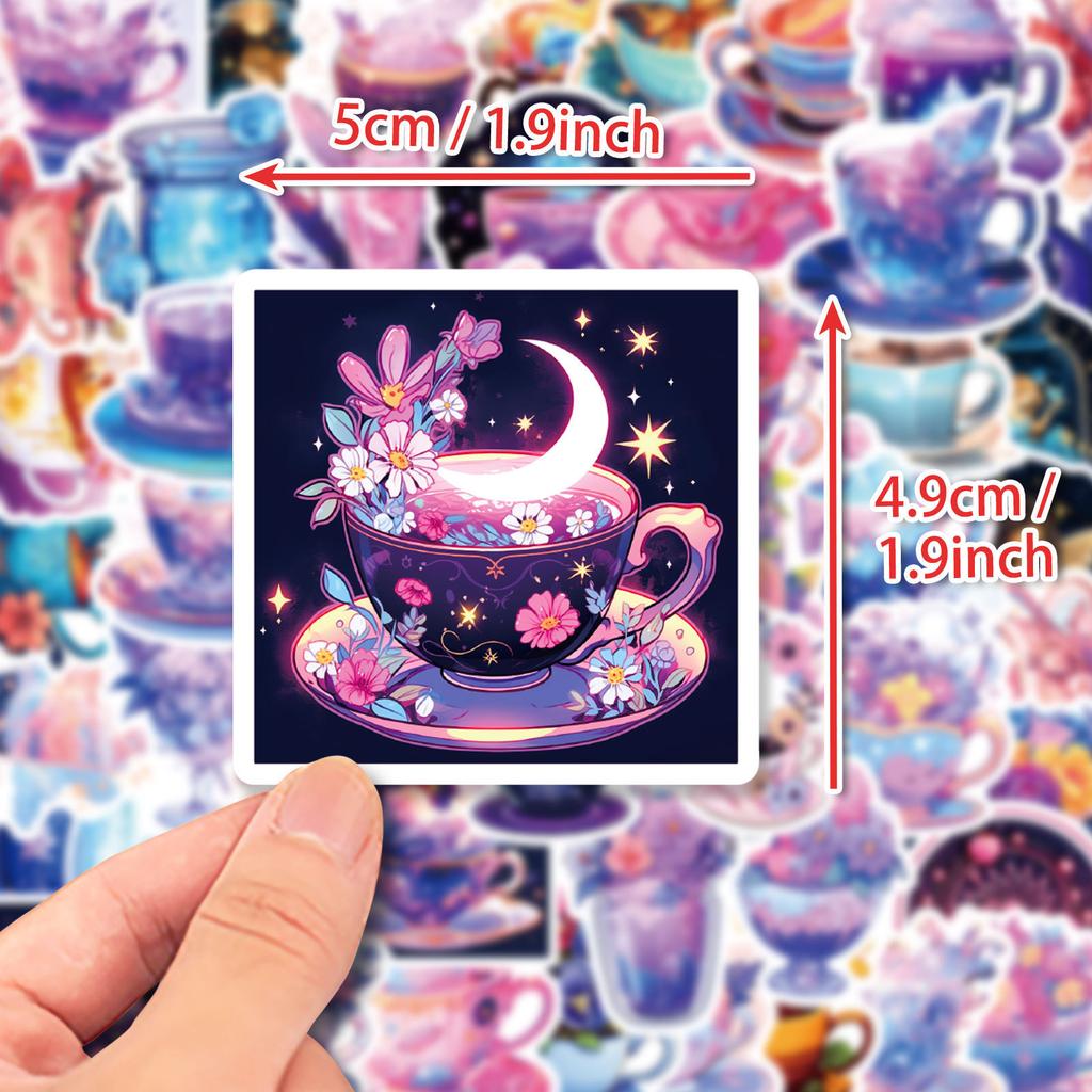 50 Cartoon Cups, World Graffiti Material Hand Account Stickers, Cups, World Art Creative Stickers