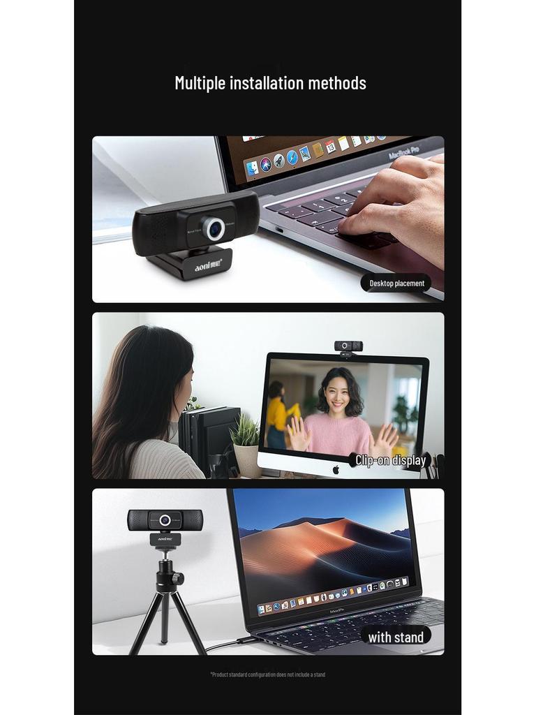 Aoni C17 1080P HD Webcam with USB, Wide-Angle, and Built-in Mic