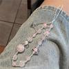 Sweet Pink Bowknot Star Heart Pendant Beaded Phone Charm Strap For iPhone Strap Lanyard Girl Woman Keychain Hanging Cord Rope