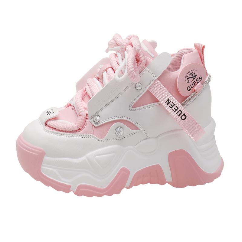 

Fashion New Spring Women Chunky Sneakers Casual Shoes 10CM Wedge Heels Platform Shoes Chaussures Femme Sports Dad Shoes Autumn 34 розовый
