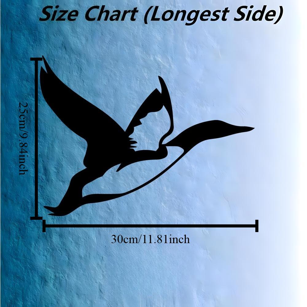 

2D Flat Flying Loon Black Iron Wall Art, Laser Cut Wrought Iron Bird Silhouette, Elegant Metal Hanging for Outdoor Cabin Office Nature Themed Decor 12in