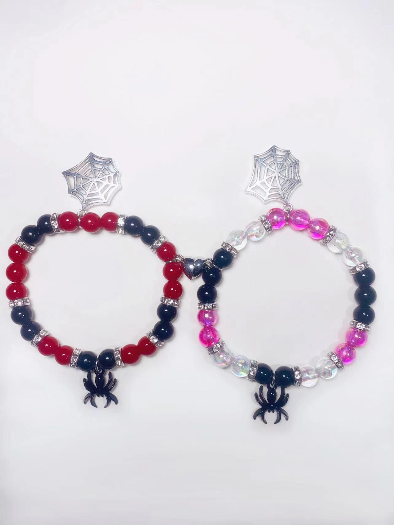 European Halloween Spider Heart Magnetic Couple Bracelet