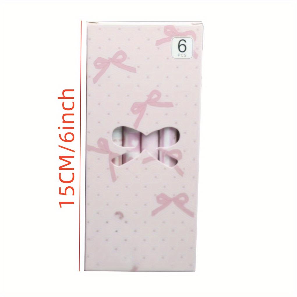 6pcs of Popular Cross-Border Pink Bow Ins High-Value Click Pens, Fast-Drying and Smooth for Students