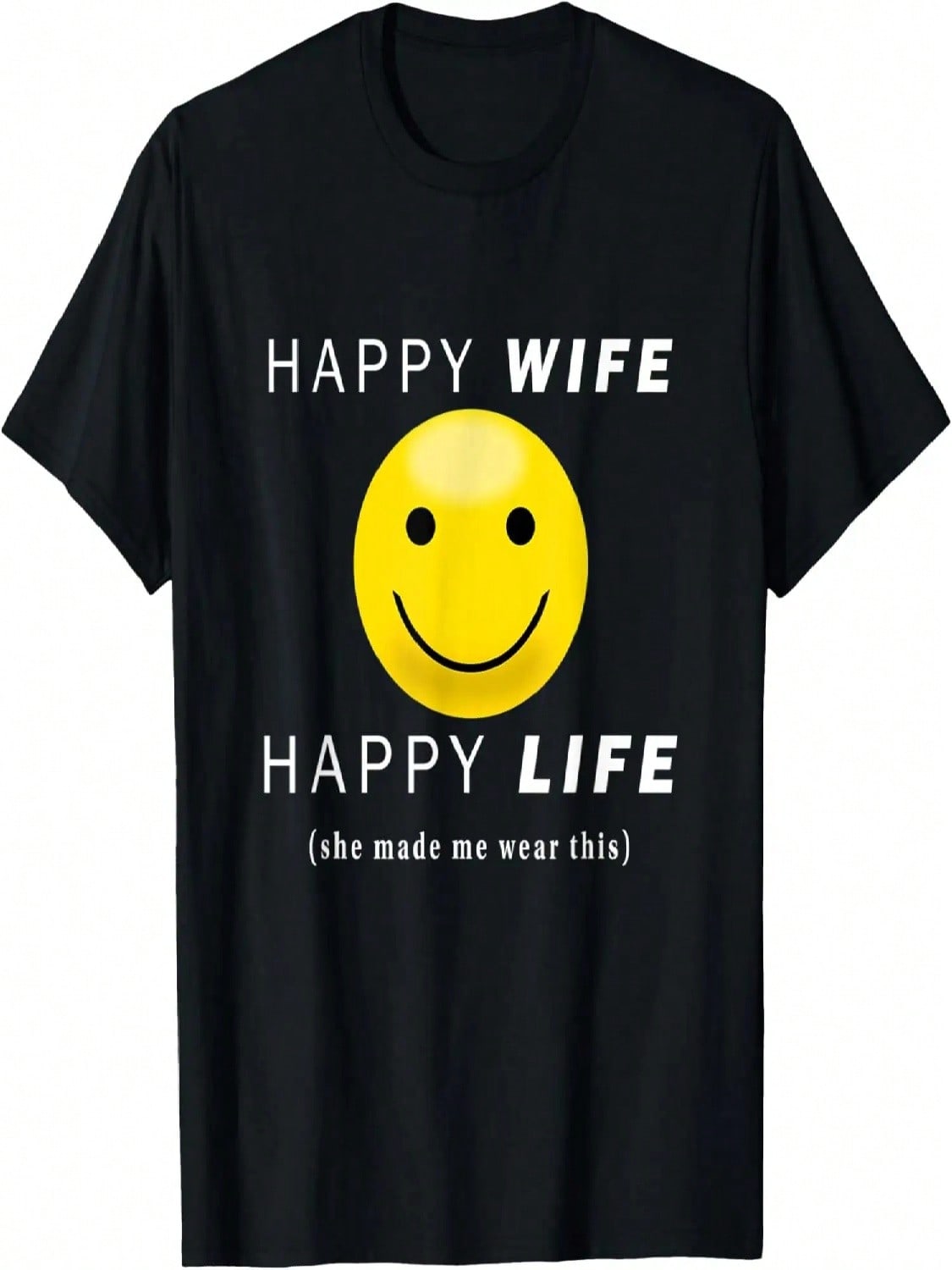 unisexs Happy Wife Happy Life Married Couple Husband Funny Saying T-Shirt S
