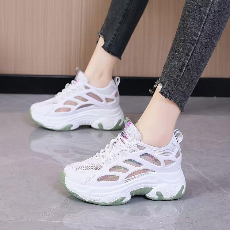 Mesh Women's Platform Shoes Fashion Height-enhancing Breathable Casual Shoes 2025 Summer Comfortable Soft-soled Sneakers Tenis