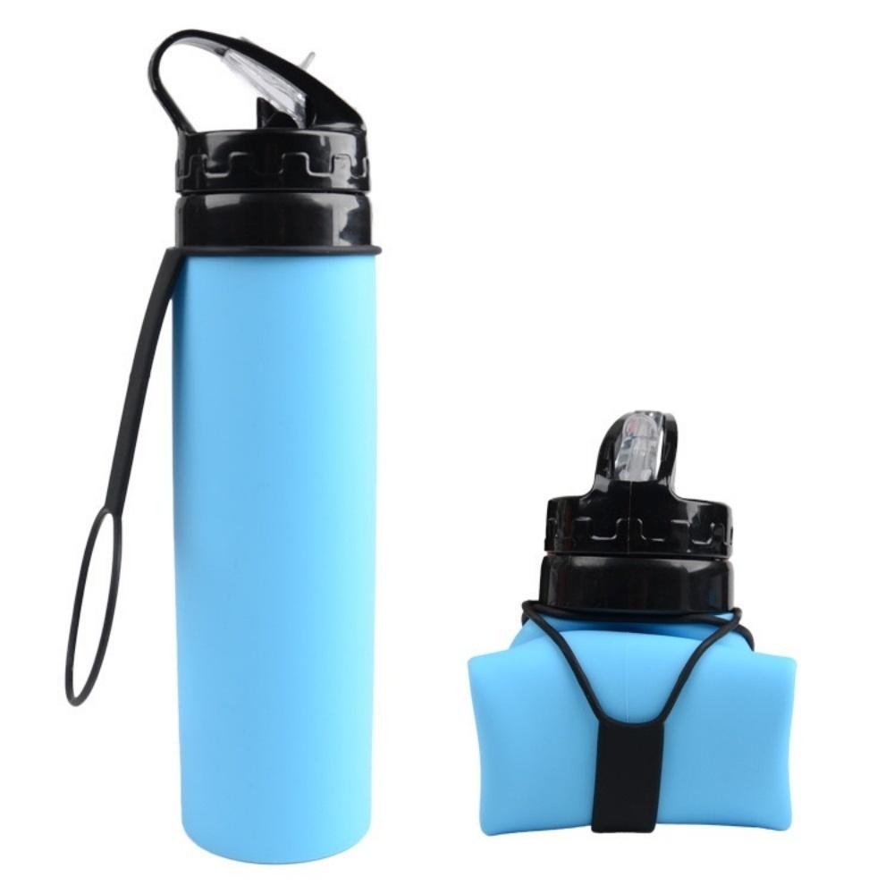 600ML, Foldable Silicone Water Bottle, Portable Sports Water Bottle, Suitable for Hiking, Camping, Lightweight and Foldable Desi