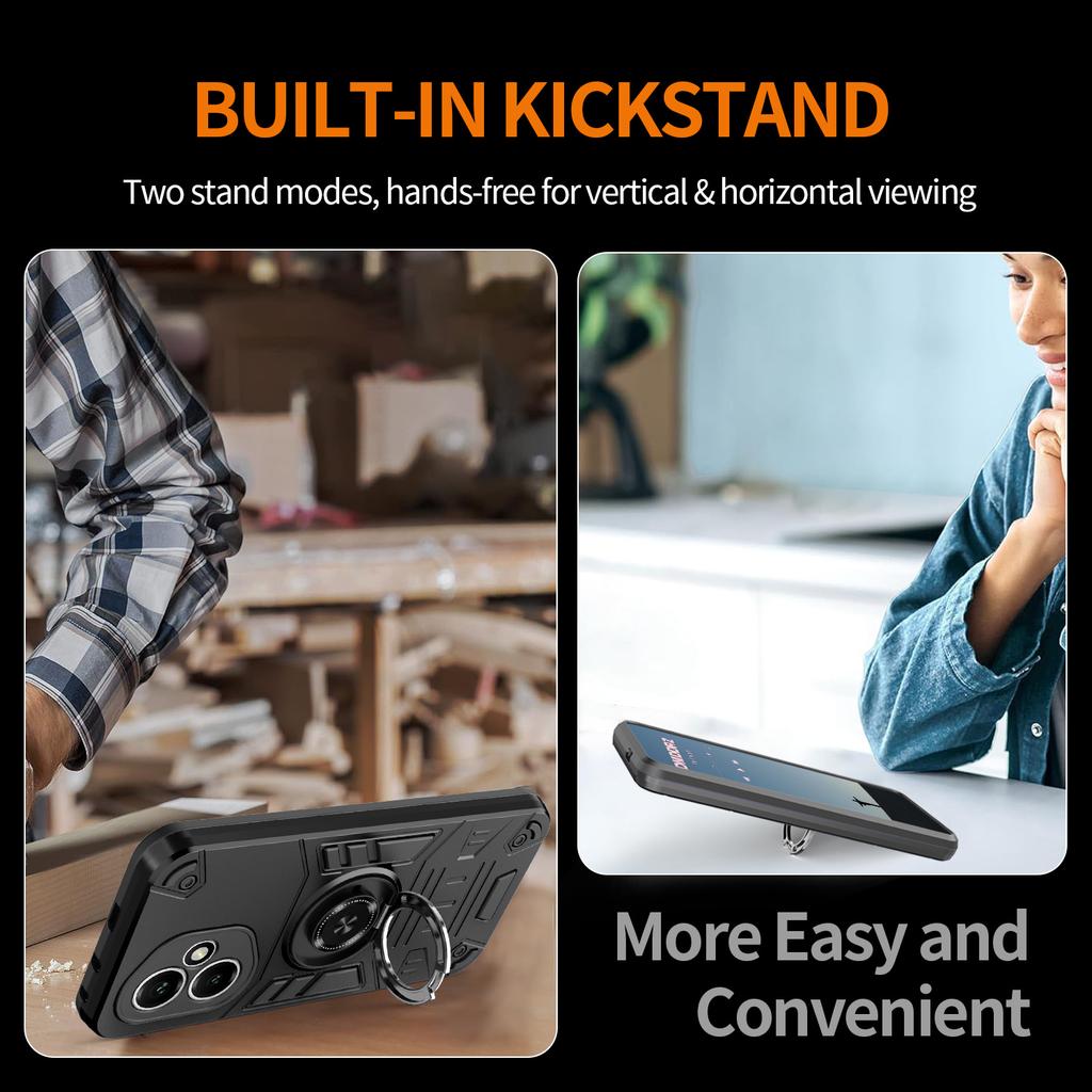 For Honor 400 5G (Global) Case with Ring Holder Kickstand PC + TPU Anti-Fall Phone Cover