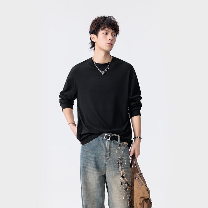 Wassup Sohot Men's Heavyweight Thermal Long-Sleeve Crew Neck T-Shirt