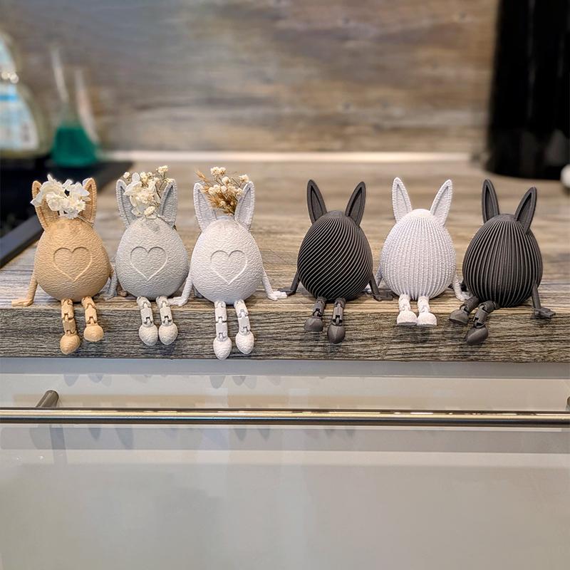 1Pc 3D Easter Rabbit Egg Ornament with Movable Joints Articulated Easter Statue for Home Office Decor Perfect Gift Idea