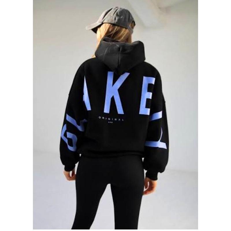 TK Women's and Men's Letter Print Hooded Sweatshirt Sports Pullover