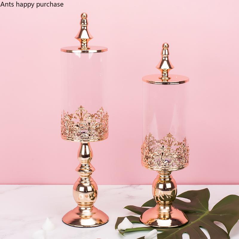 European Style Sugar Bowl Wedding Dessert Table Decoration Arrangement Glass Candy Jar Snack Biscuit Storage Tank Home Storage