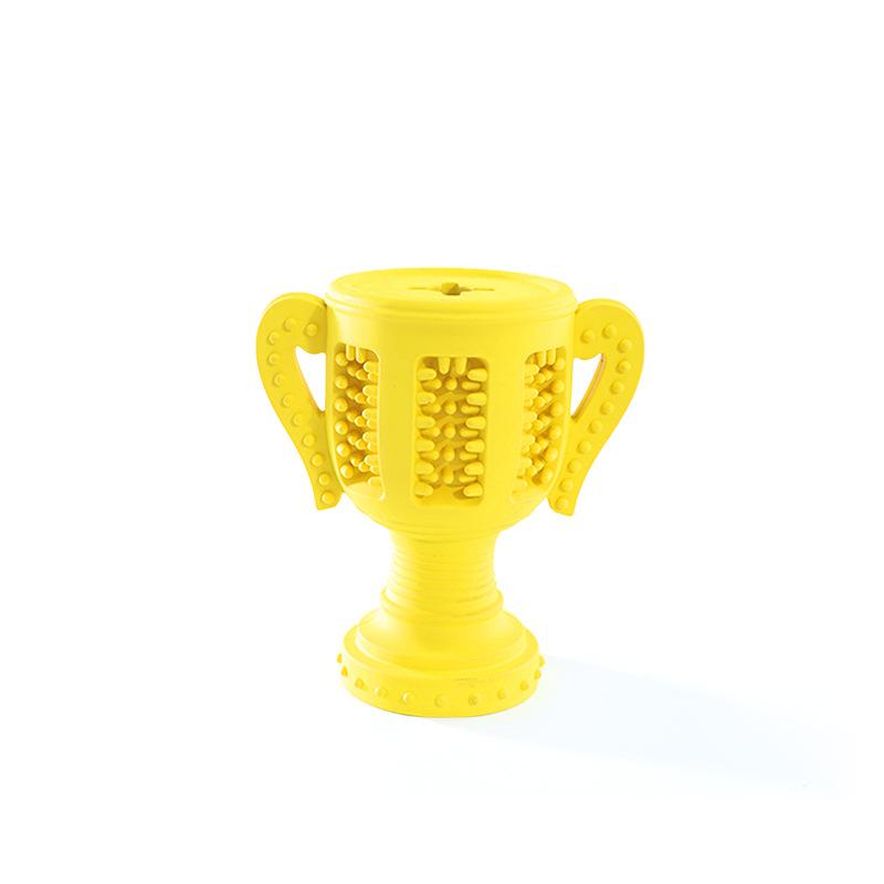New Dog Toy for Self-entertainment and Boredom, Yellow Trophy, Natural Rubber, Leaky Pet Toy, Teething, Durable and Educational Toy