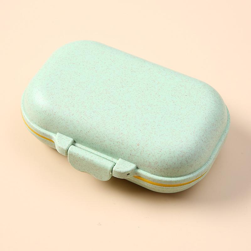 1Pc Mini Portable Drug Packaging Box Seven Compartment Medicine Box Drug Wheat Straw Material Storage Box