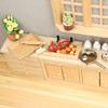 Natural Wood Dollhouses Kitchen Cabinet Miniature Furniture Model Figurine For Realistic Scene Display Arrangement