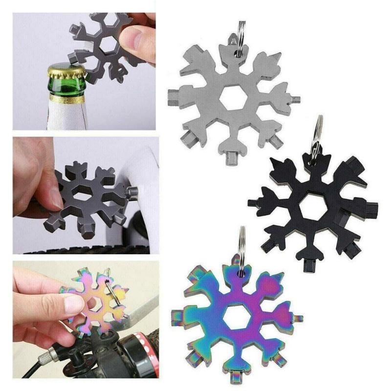 Compact And Durable 18 In 1 Snowflake Multi Tool With Convenient Key Chain Attachment
