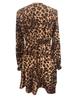 French Women Retro Style V Neck Leopard Long Sleeve Lace Patchwork Long Sleeve Dress Mature Style French Retro Slim Sexy Elegant Women Maxi Dress