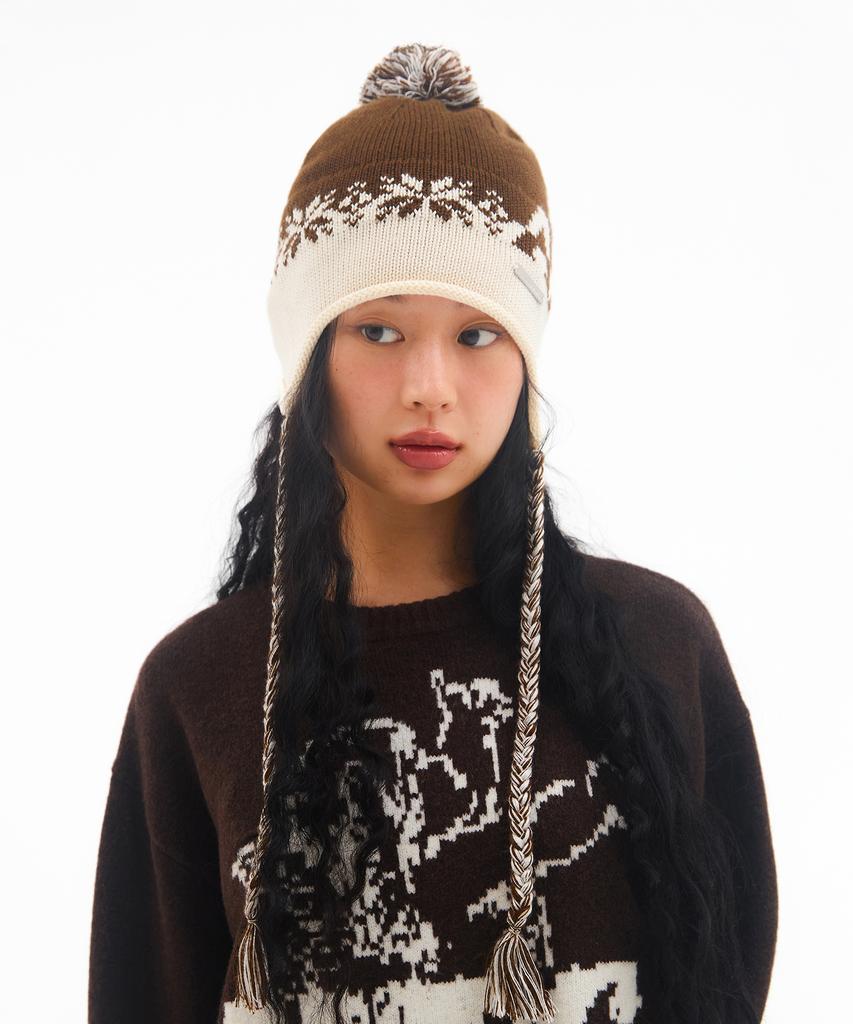 AMES-WORLDWIDE Earflap Beanie Brown