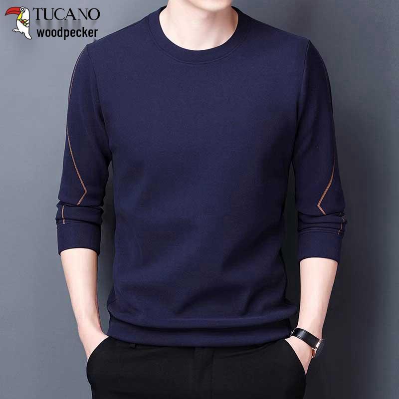Woodpecker Men s Long-Sleeve Hoodie Tee, 2024 Autumn/Winter Round Neck Casual Base Layer 4XL for 176-190 lbs