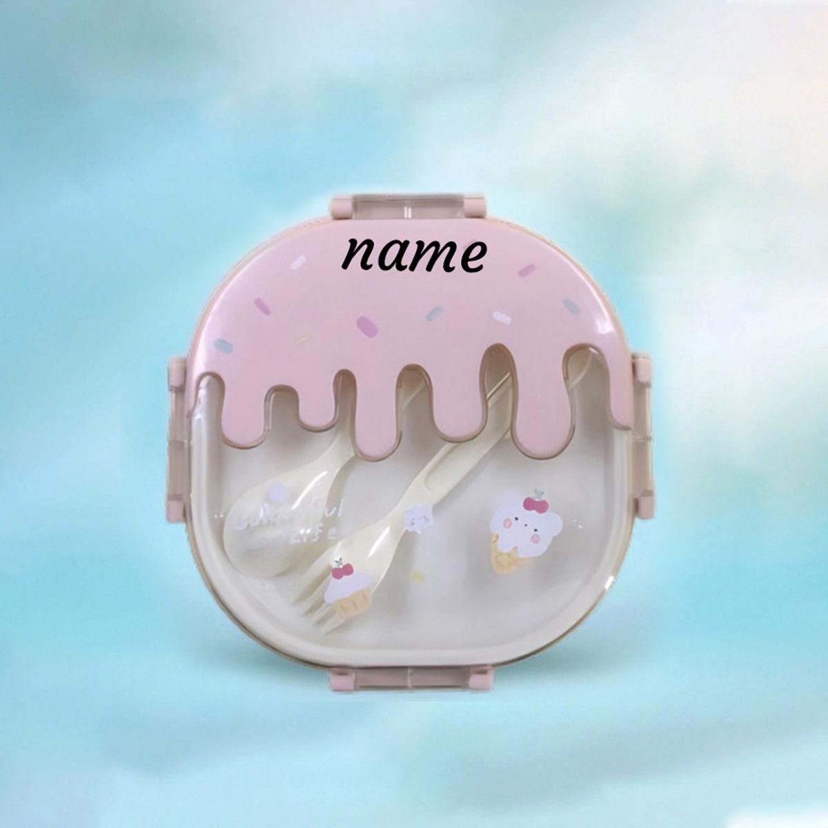 Custom Lunch Box With Name, Personalized Bento Box For Kids, Customized Ice Cream Bento Box розовый