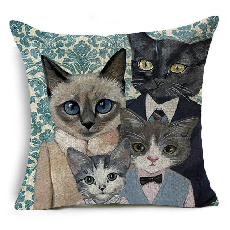 Cute Cartoon Animal Pet Cat Decorative Pillowcase Gift  Sofa Car Office Seat Cushion Cover Bedroom Room Home Decor